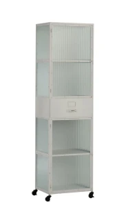 Loftowa Komoda Metalowa biała , na kółkach, 183,5x51x40,5 cm (JL93609)