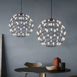 Czarna LED lampa Zig Zag Kula 3D Ø 40cm 11959