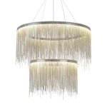 Fontanna Silver Avenue podwójny żyrandol srebrne łańcuszki  Ø80 cm + Ø60cm