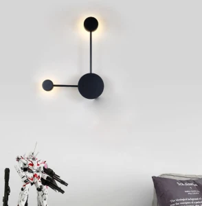 Kropki Kreski czarna lampa ścienna Kinkiet 22.JPG